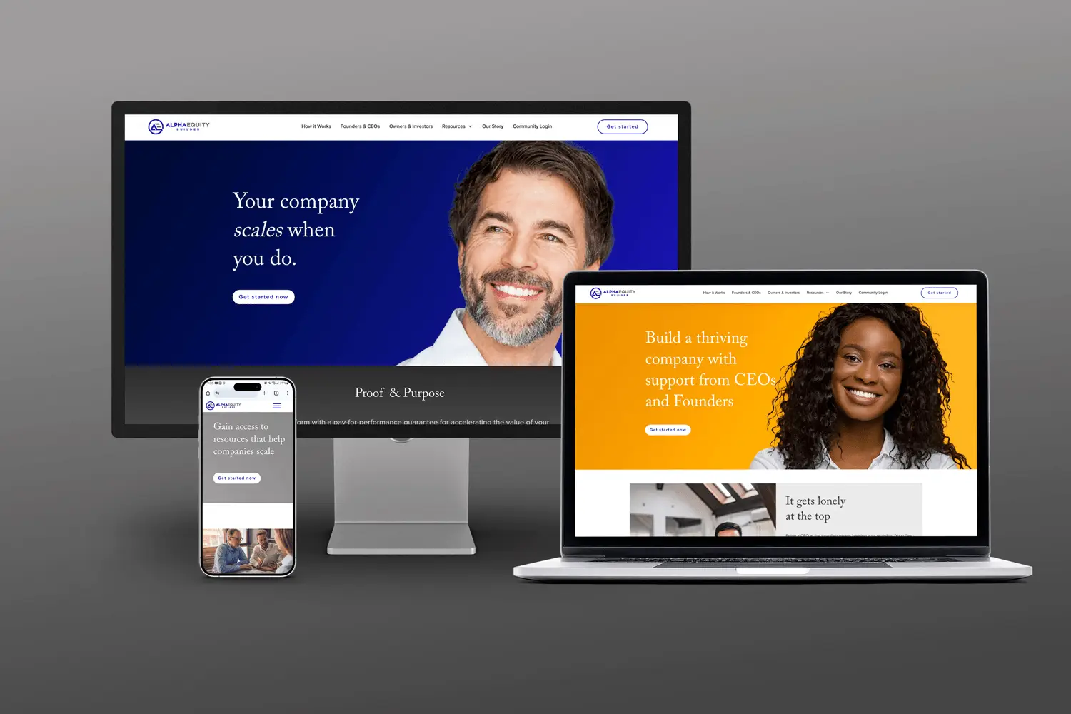 Alpha Equity Website homepage design.