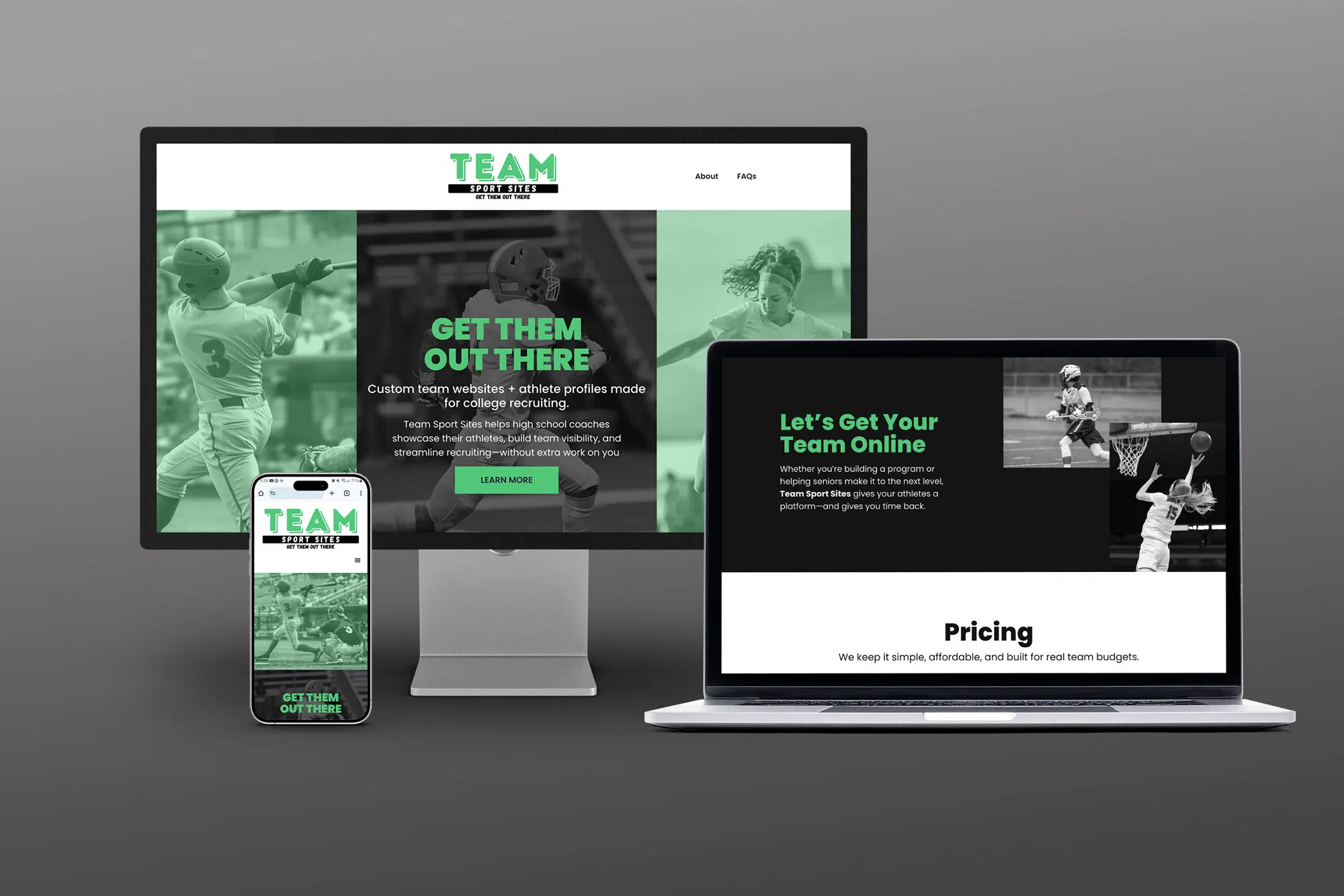 Team sports sites website design by Katagraphics