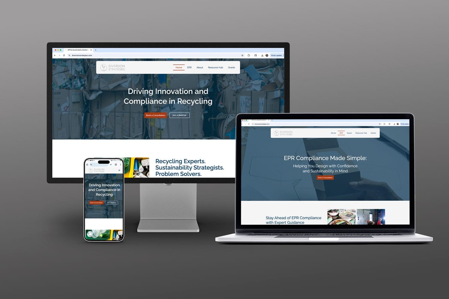 Diversion Strategies website design mockup