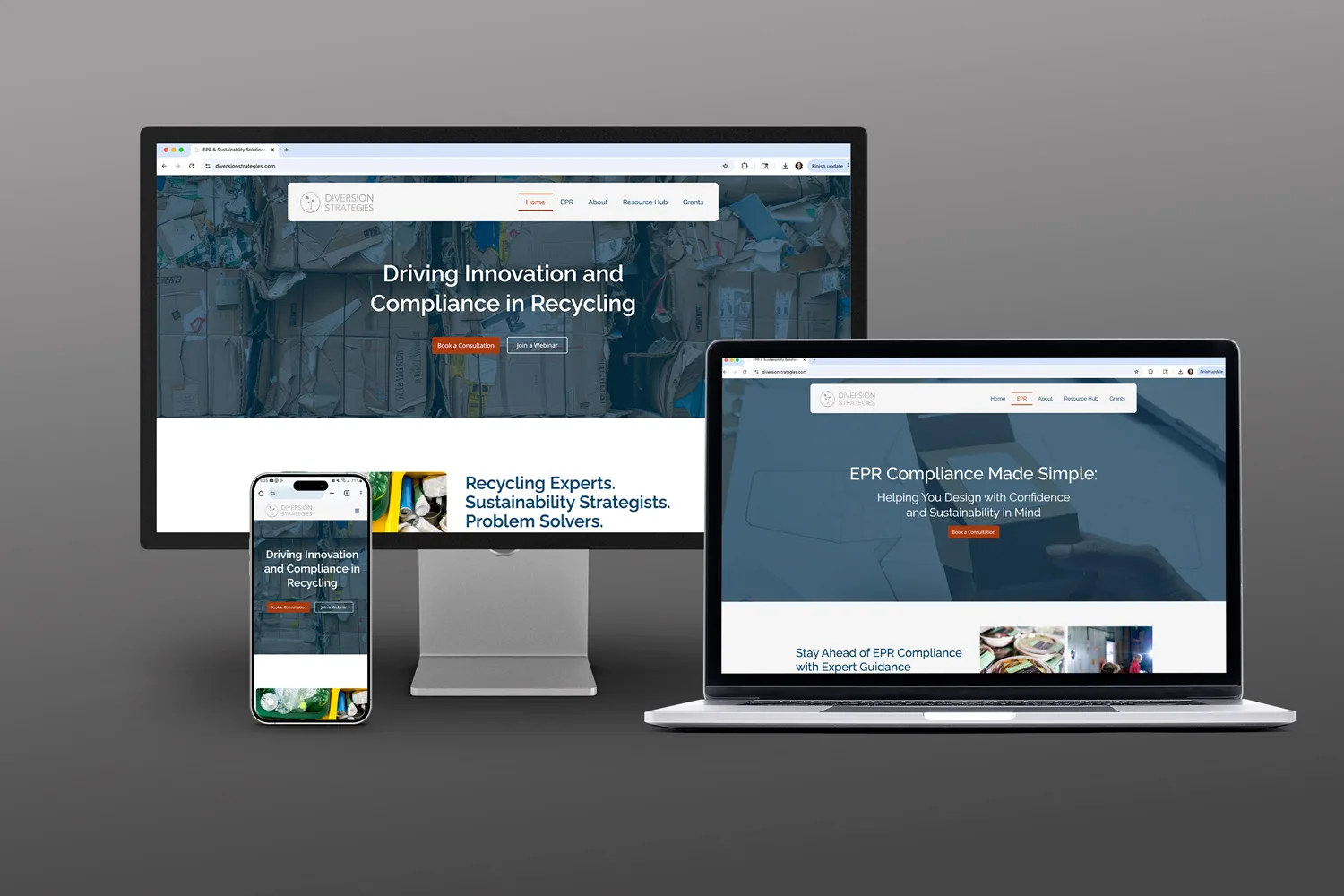 Diversion Strategies website design mockup