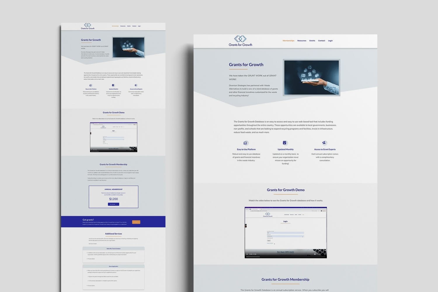 Grants 4 Growth website design