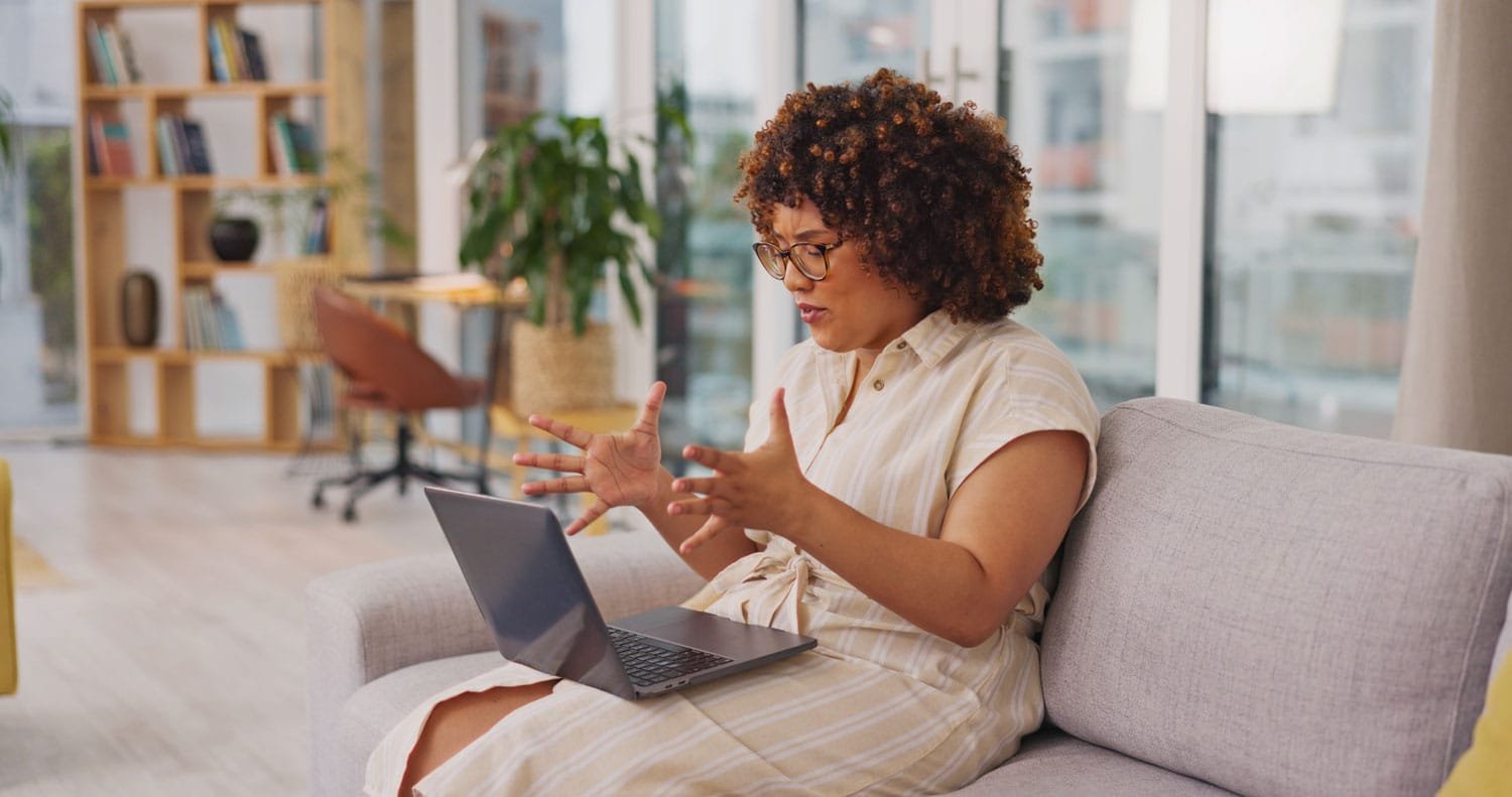 A freustrated user on a website that has terrrible user experience. Read our 5 web design tips to avoid this!